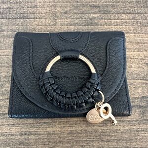 See By Chloe Black Wallet with Gold charm